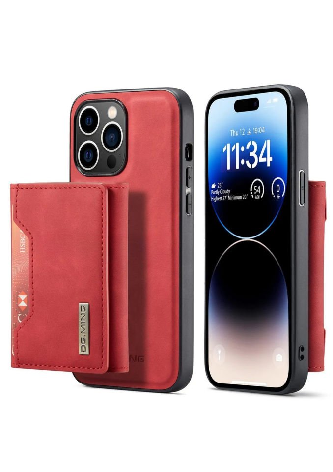 İphone 13 Pro Uyumlu Ayrılabilen Cüzdanlı Deri Telefon Kılıfı Kırmızı