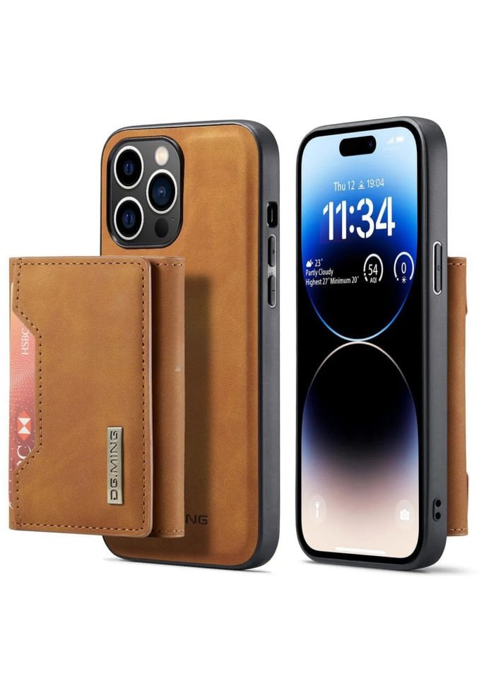İphone 14 Plus Uyumlu Ayrılabilen Cüzdanlı Deri Telefon Kılıfı Taba