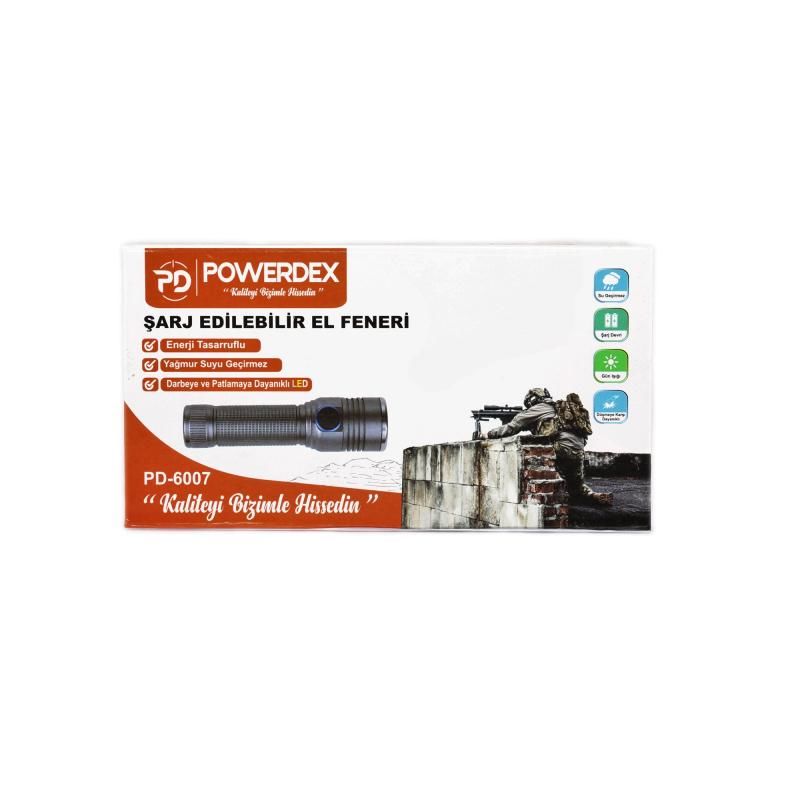 Powerdex PD-6007 Şarjlı Waterprof El Feneri