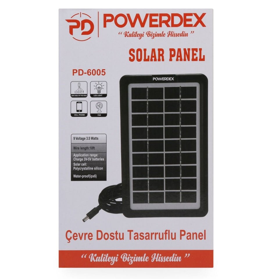 Powerdex PD-6005 9V 3.5W mAh Güneş Paneli Solar Sistem