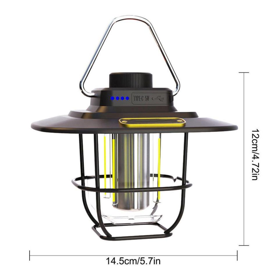 Powerdex PD-5050 Retro Lamp Su Geçirmez USB Şarjlı Çadır Kamp Feneri