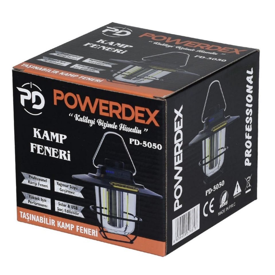 Powerdex PD-5050 Retro Lamp Su Geçirmez USB Şarjlı Çadır Kamp Feneri