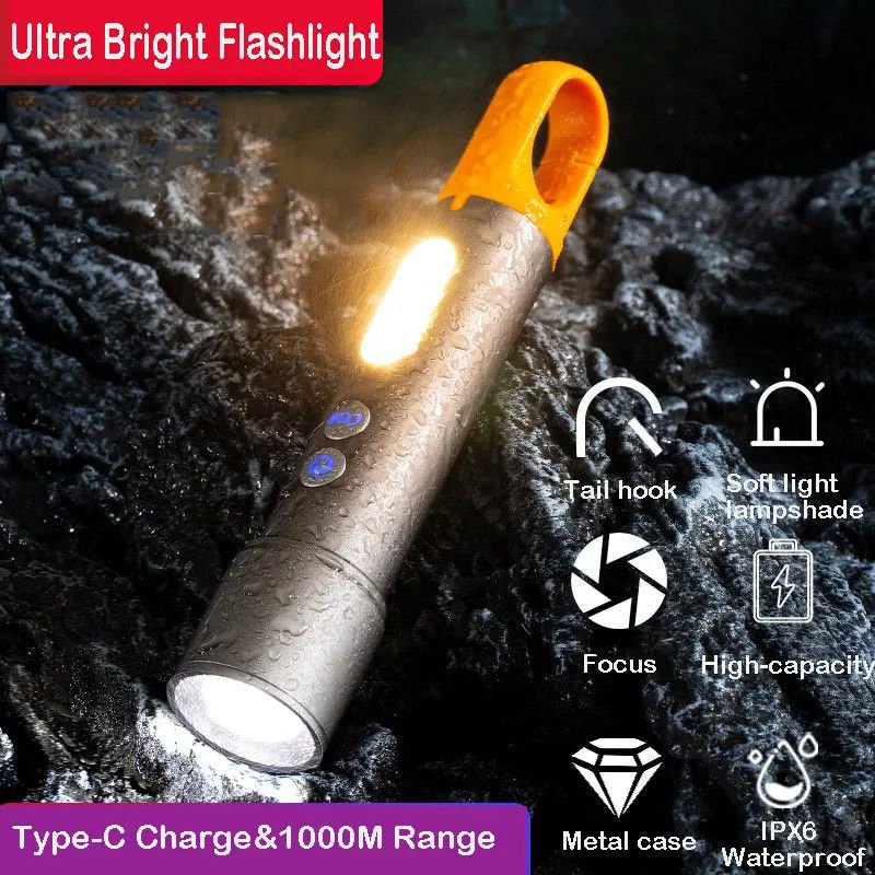 Powerdex PD-3900 Ultra Parlak COB Led 9 Modlu Askılı Şarjlı El Fener