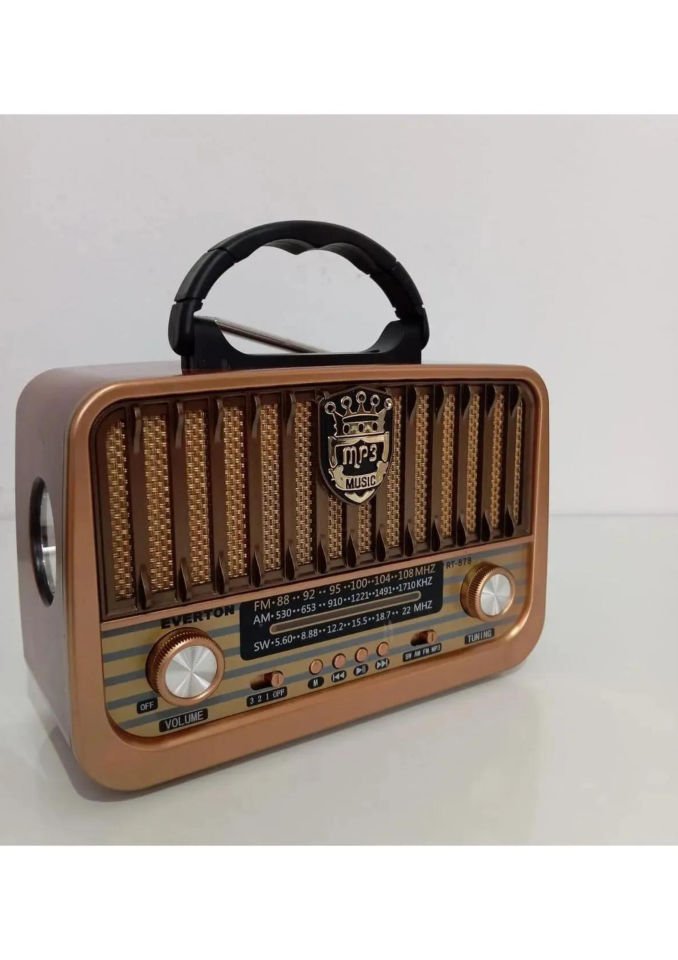 Everton RT-878 Ahşap Nostaljik Görünümlü Fenerli Bluetooth lu USB-SD Card Mp3 Çalar Radyo Müzik Kutusu