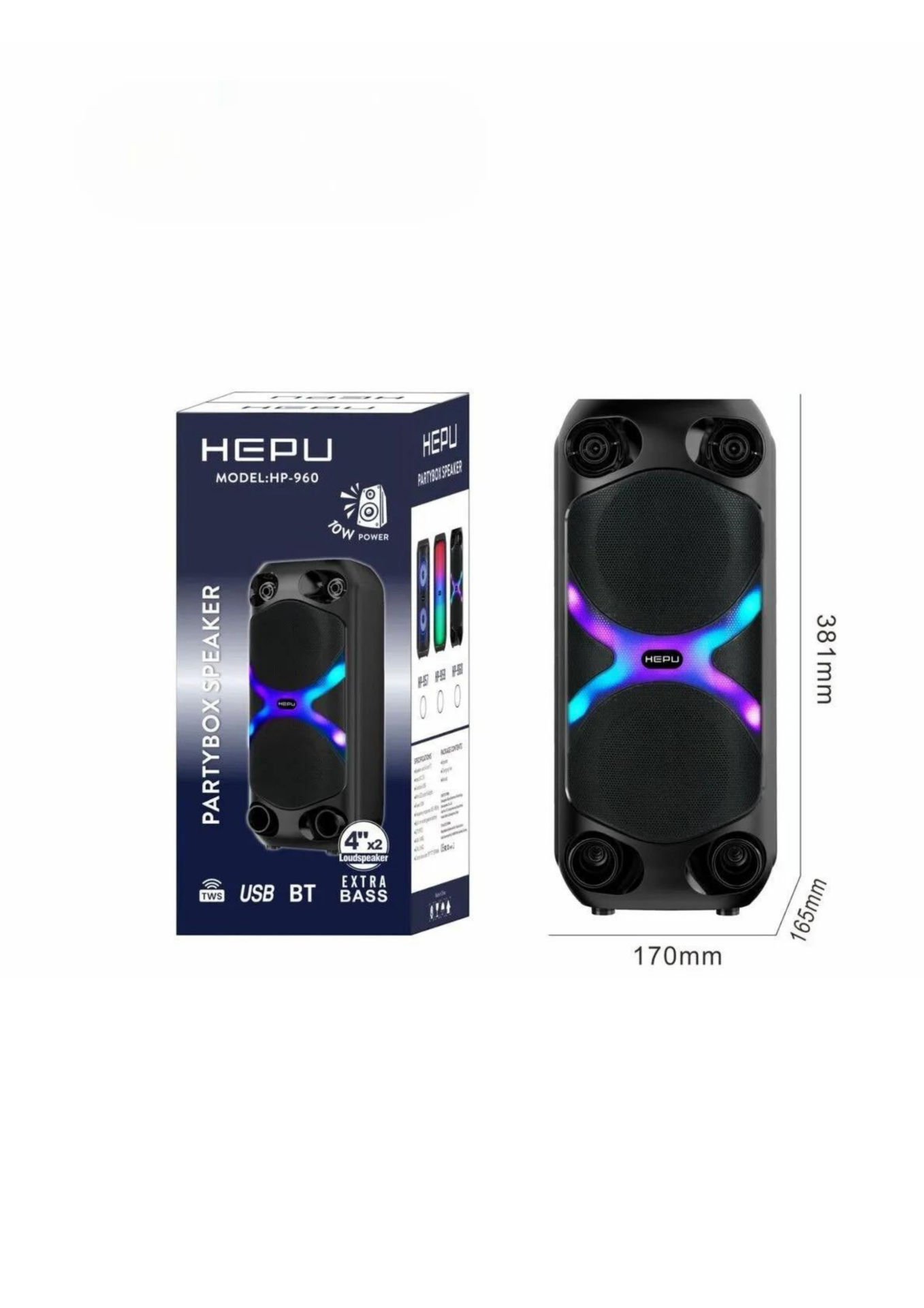 HEPU HP 960 Taşınabilir Şarjlı Rgb Led Bluetooth Hoparlör 4 inc2