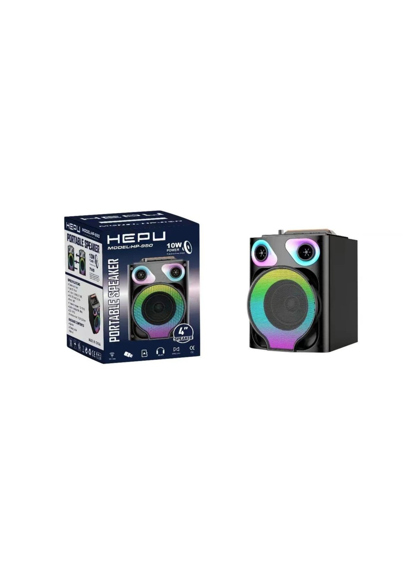 HEPU HP 950 Wood Case Taşınabilir Şarjlı Bluetooth Hoparlör 4 Inc 10W Extra Bass