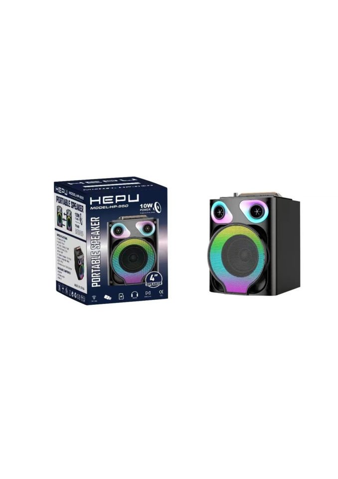HEPU HP 950 Wood Case Taşınabilir Şarjlı Bluetooth Hoparlör 4 Inc 10W Extra Bass