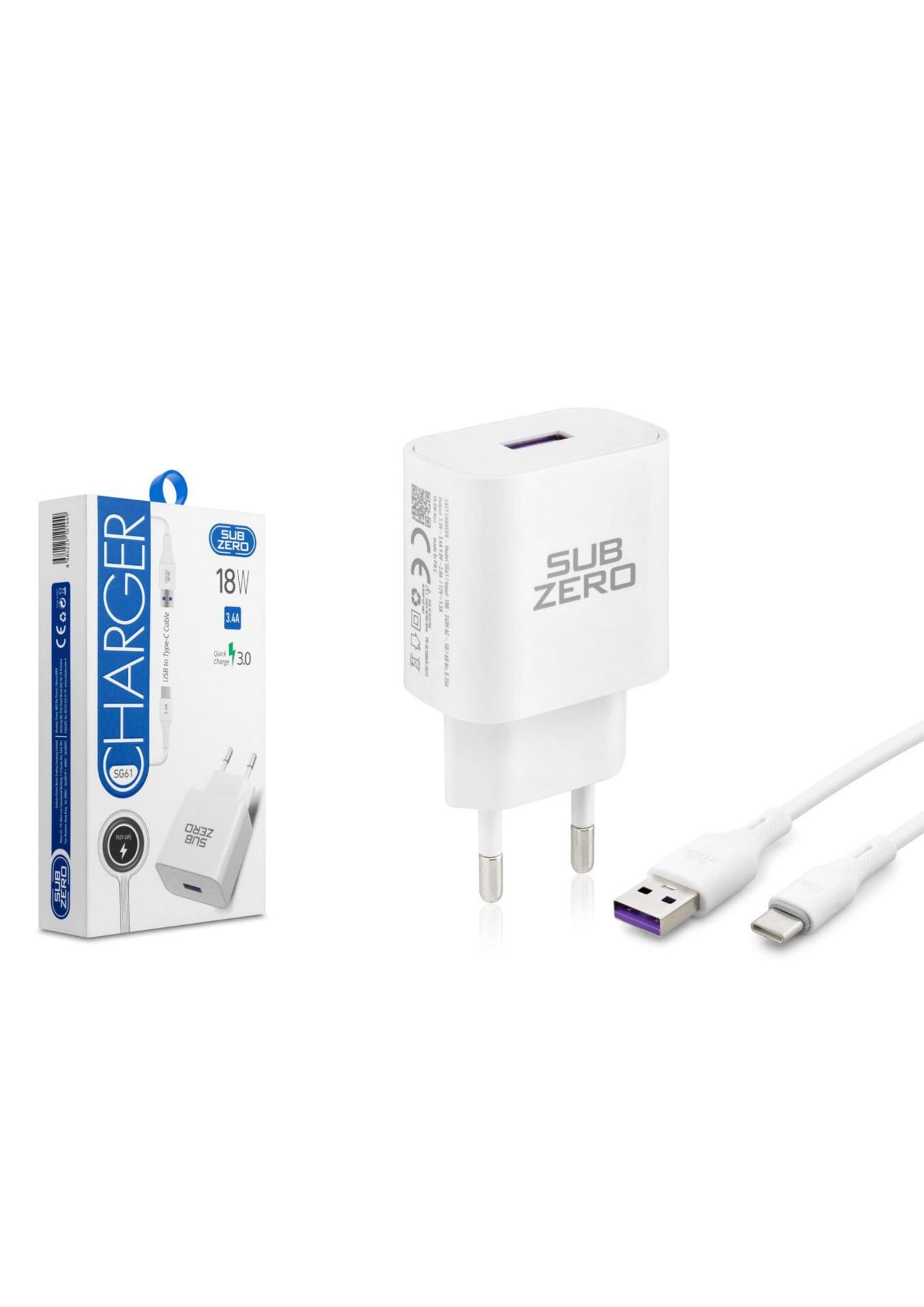 Subzero SG61 18W USB Type-C Uyumlu Hızlı Şarj Seti
