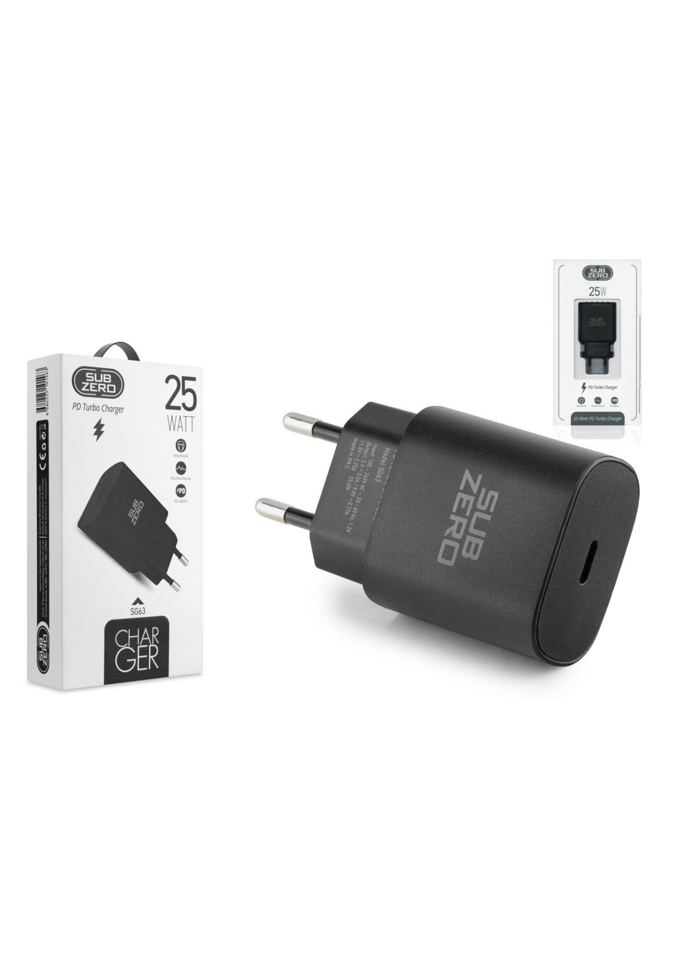 Subzero SG63 25W PD (Turbo) Type-C Girişli Ev Şarj Başlığı