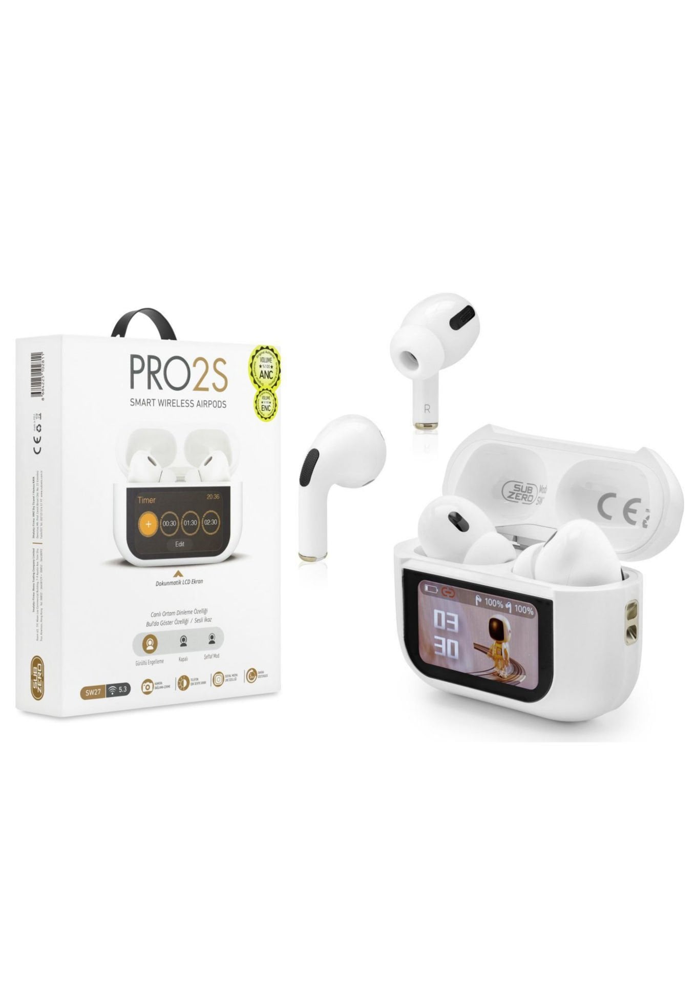 Subzero SW27 Pro2s Ekranlı ANC/ENC Airpods Bluetooth Kulaklık