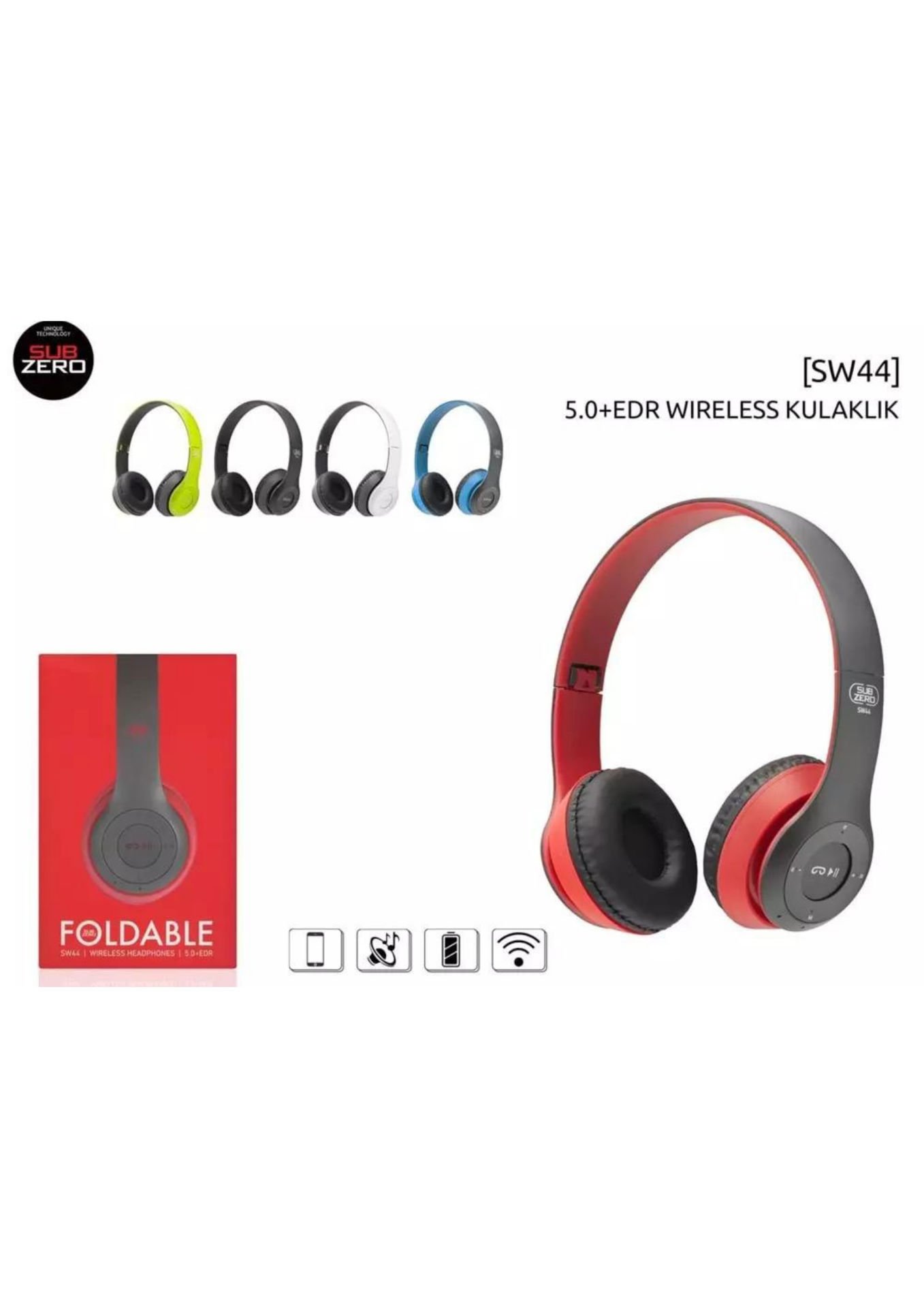 Subzero SW44 Bluetooth Katlanabilir Kulaklık Aux kablo Hediyeli