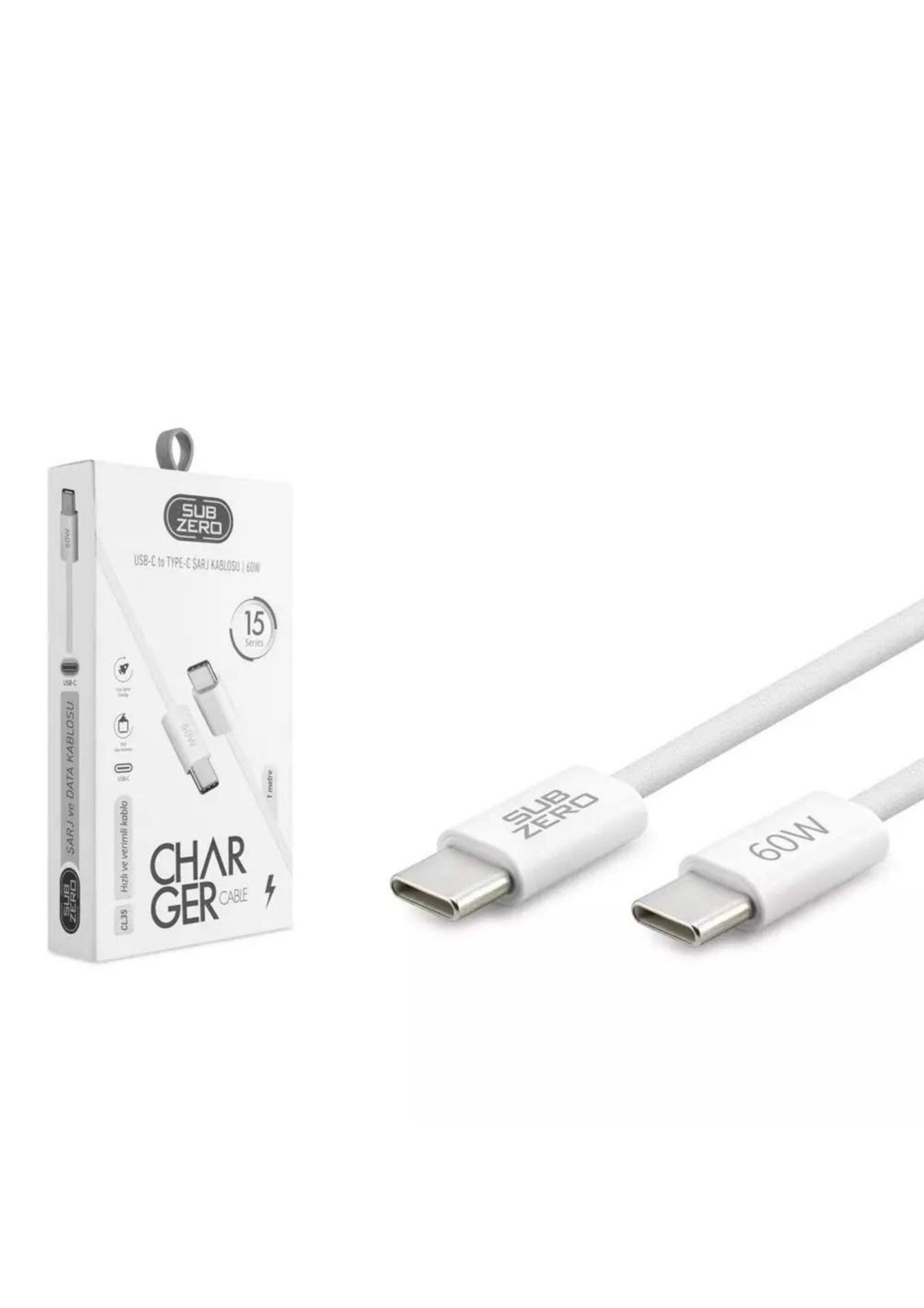 Subzero CL35 60W 1metre İphone15 Type-c To Type-C Pd Şarj Kablosu Örgülü