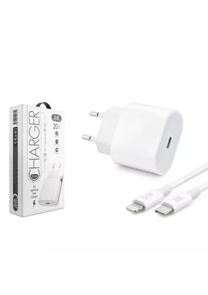 Subzero SG46 20W PD Type-C to Lightning Beyaz Şarj Aleti