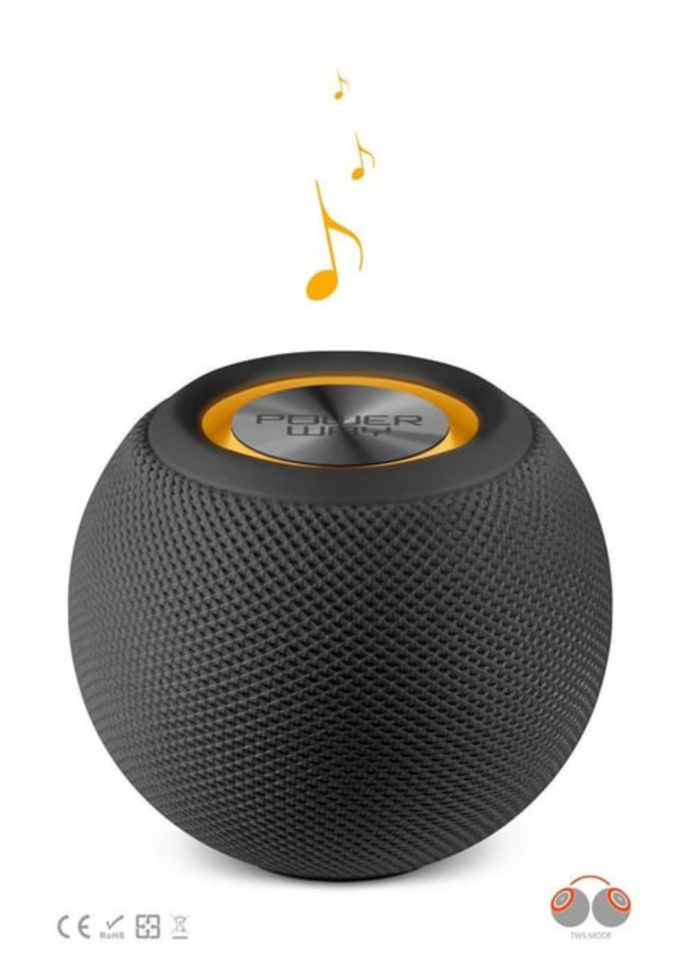 Powerway Voiceball Siyah Usb Aux Micro Girişli Led Işıklı Bluetooth Hoparlör