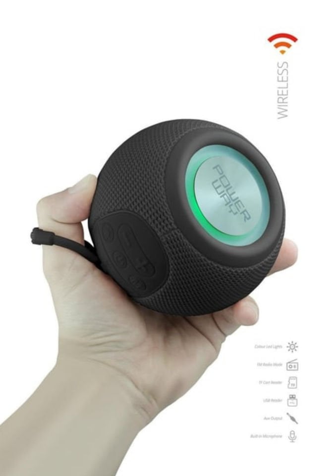 Powerway Voiceball Siyah Usb Aux Micro Girişli Led Işıklı Bluetooth Hoparlör