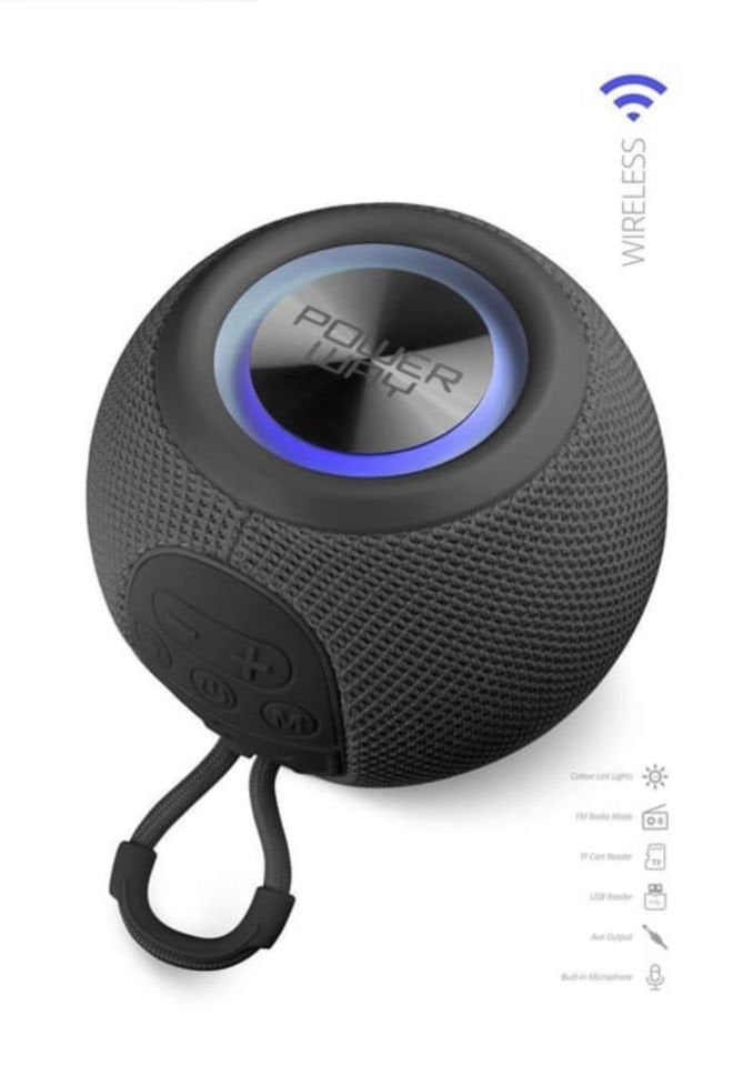 Powerway Voiceball Siyah Usb Aux Micro Girişli Led Işıklı Bluetooth Hoparlör