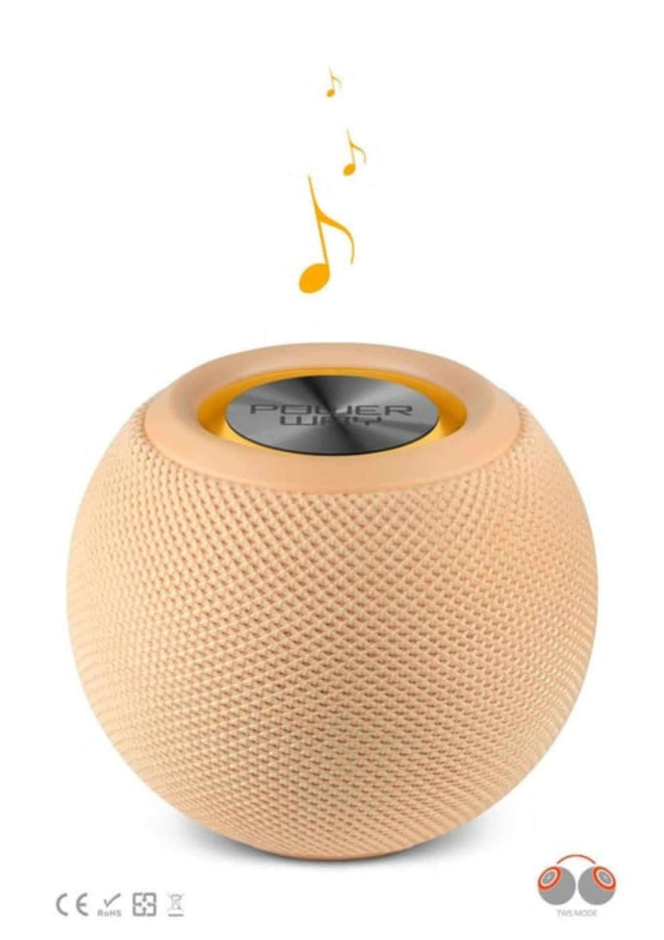 Powerway Voiceball Krem Usb Aux Micro Girişli Led Işıklı Bluetooth Hoparlör