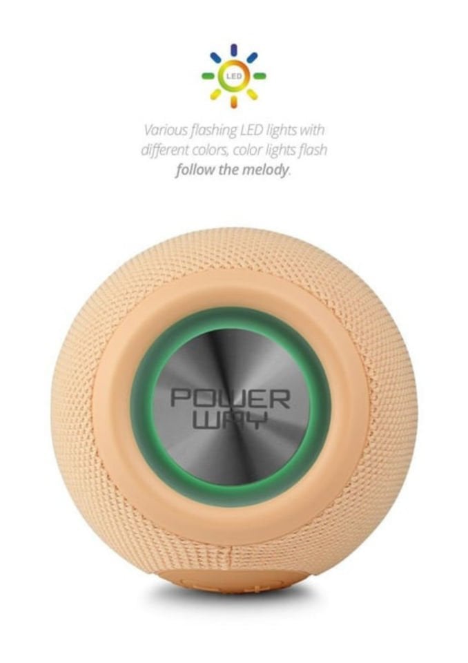 Powerway Voiceball Krem Usb Aux Micro Girişli Led Işıklı Bluetooth Hoparlör
