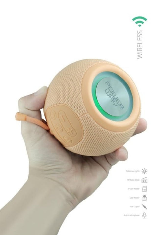 Powerway Voiceball Krem Usb Aux Micro Girişli Led Işıklı Bluetooth Hoparlör