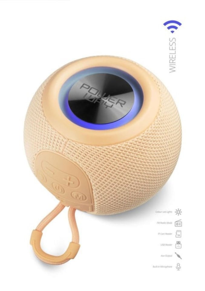 Powerway Voiceball Krem Usb Aux Micro Girişli Led Işıklı Bluetooth Hoparlör