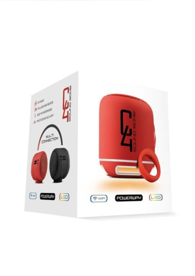 Powerway C4 Kırmızı Bluetooth Hoparlör Sese Duyarlı Led Işık