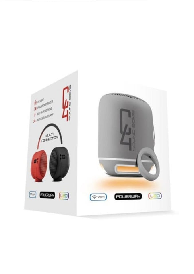 Powerway C4 Gümüş Bluetooth Hoparlör Sese Duyarlı Led Işık