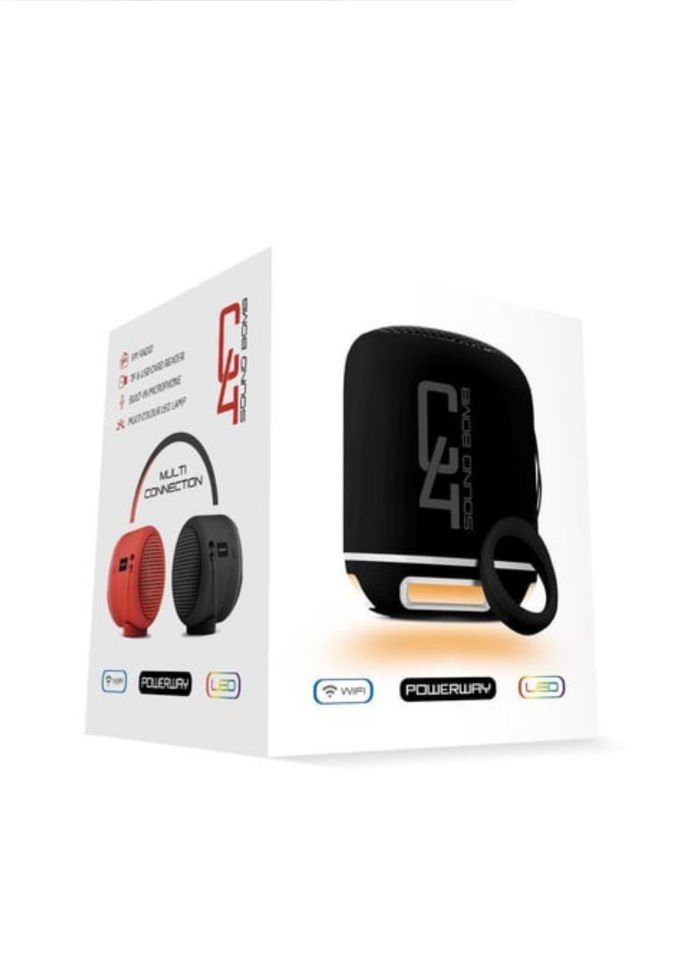 Powerway C4 Siyah Bluetooth Hoparlör Sese Duyarlı Led Işık