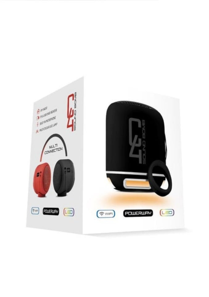 Powerway C4 Siyah Bluetooth Hoparlör Sese Duyarlı Led Işık