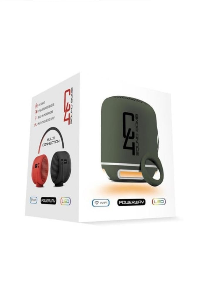 Powerway C4 Yeşil Bluetooth Hoparlör Sese Duyarlı Led Işık