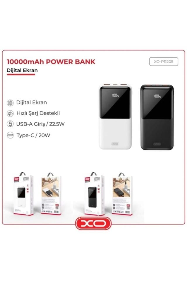 Xo 22.5w Quick Fast Hızlı Usb-c Type-c 3 Çıkışlı 10000 Mah Taşınabilir Şarj Aleti Powerbank Pr205