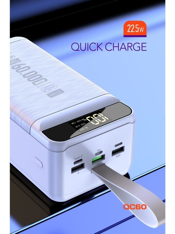 Powerway Pd 22.5W 60.000 Mah 3.0 Hızlı Şarj (Gerçek 60.000 Mah Garantili) QC60 Powerbank