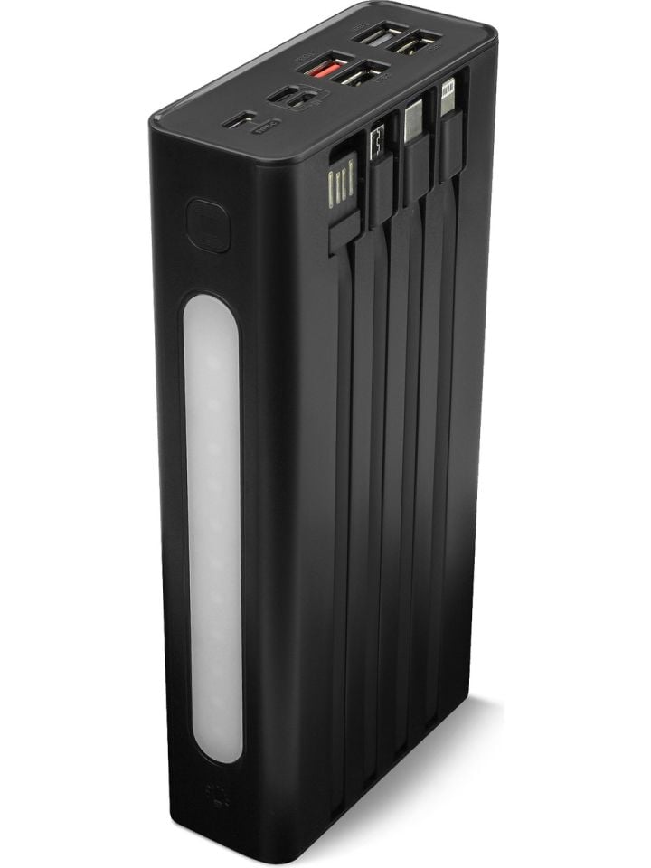 Powerway 30.000 Mah Pd 22.5W Dahili Kablolu Hızlı Şarj LED Fener Gerçek 30.000 Mah QC30S Powerbank