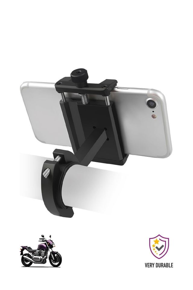 Powerway MT15 Bisiklet Scooter ve Motosiklet İçin Dayanıklı Gidon Uyumlu Alüminyum Telefon Tutucu