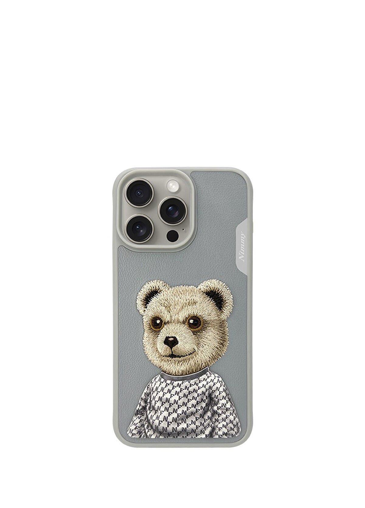 Nimmy iPhone 15 Pro Max Uyumlu Gri Bear Series Telefon Kılıfı