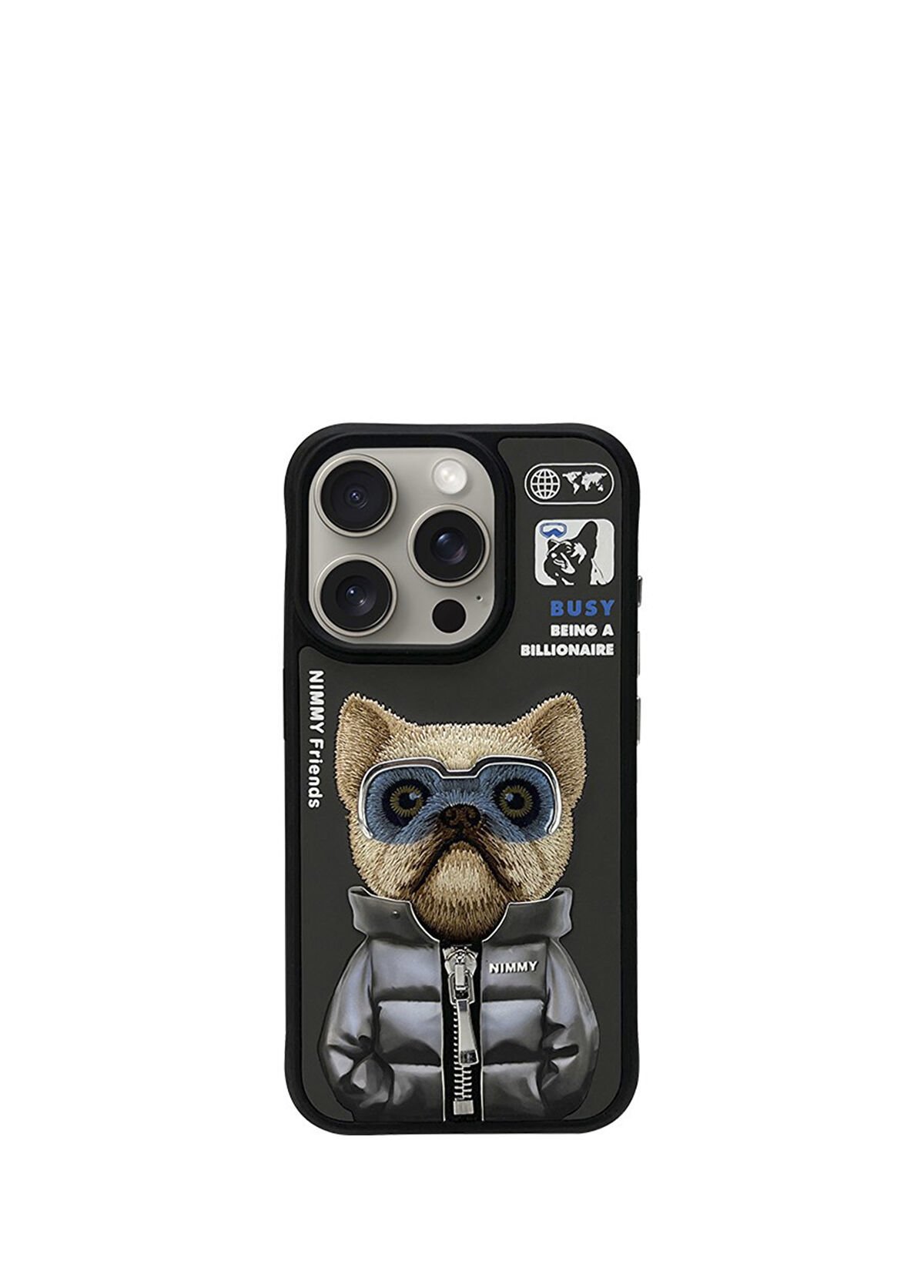 Nimmy iPhone 15 Pro Max Littile Rich Tycoon Series Siyah Telefon Kılıfı
