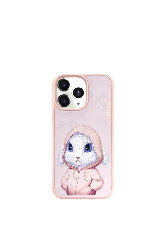 Nimmy iPhone 15 Pro Max Uyumlu Pembe Rabbit Serisi Nakış İşlemeli Detaylı 3D Telefon Kılıfı