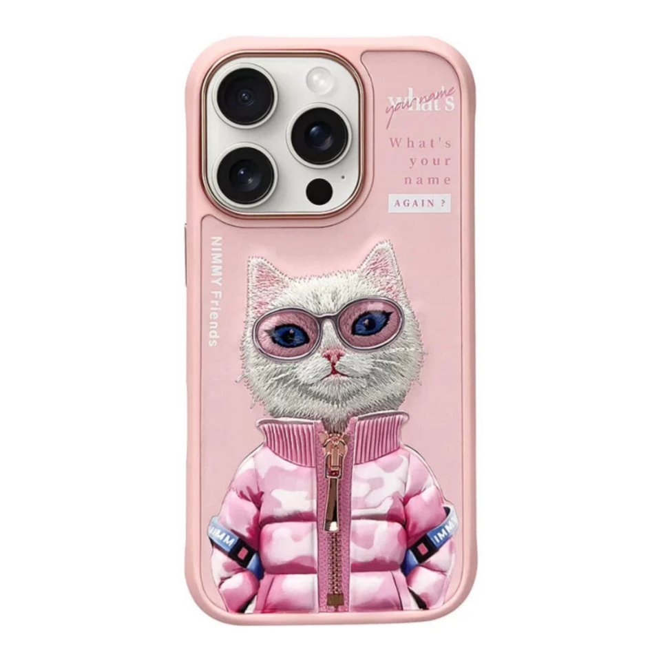 Nimmy  iPhone 16 Pro Max Resmi Nakışlı Ceket Serisi Arka Kapak – Pembe