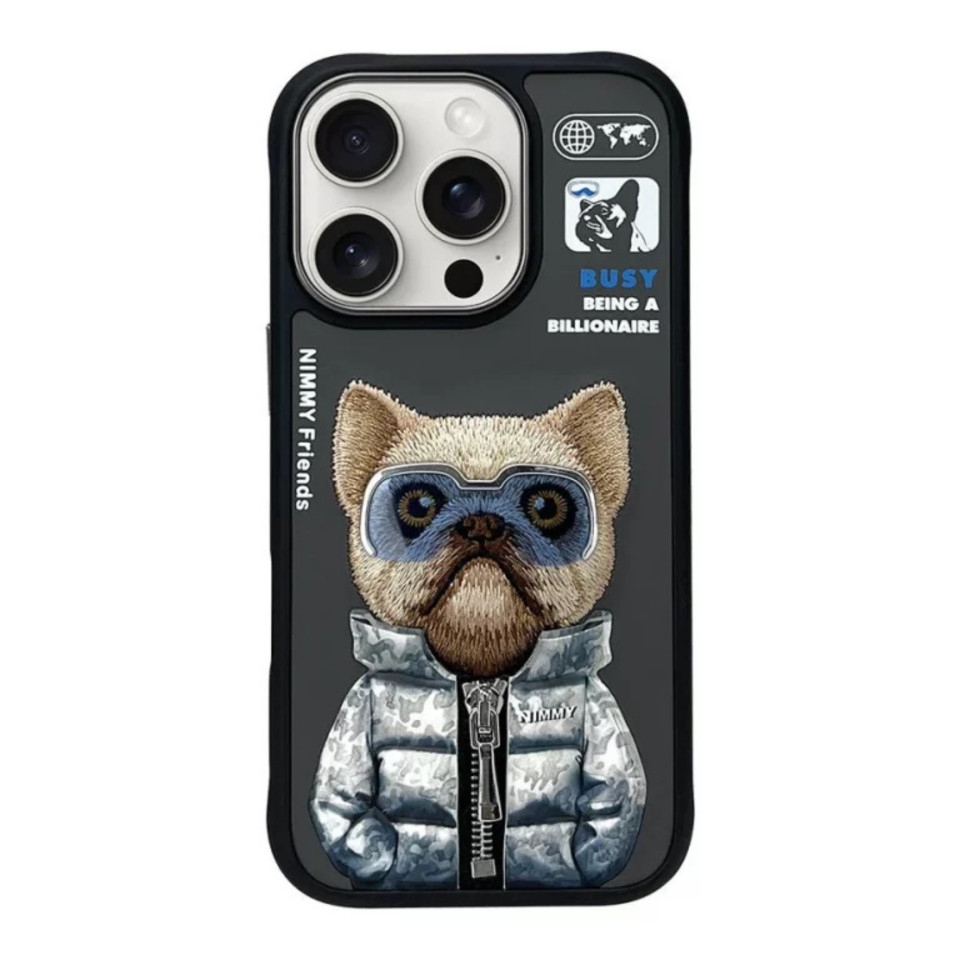 Nimmy iPhone 16 Pro Max Resmi Nakışlı Ceket Serisi Arka Kapak – Köpek
