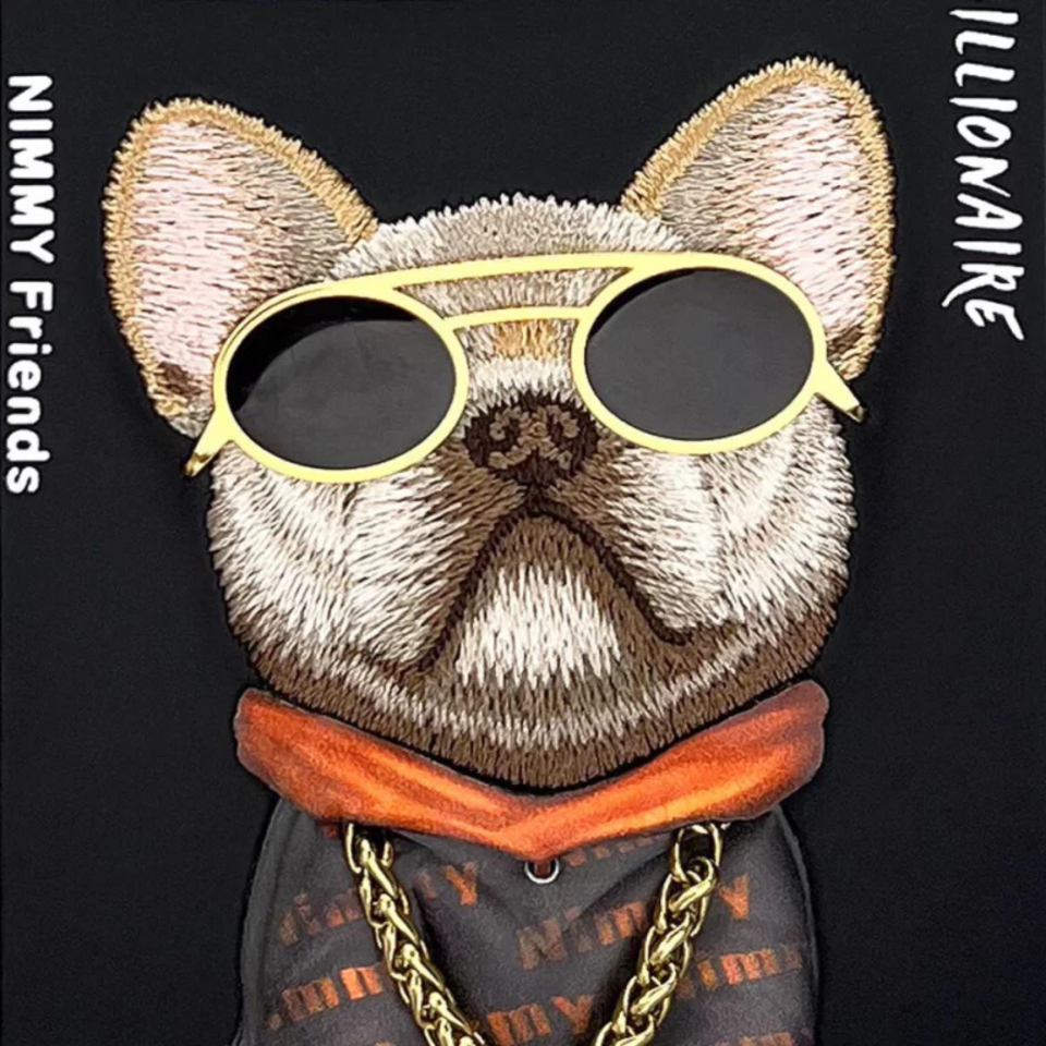 Nimmy iPhone 16 Pro Max Resmi Nakış Zincir Serisi Arka Kapak – Siyah Köpek