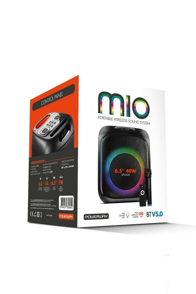Powerway MIO Taşınabilir Mikrofonlu 40 W Parti Karaoke Kumandalı Bluetooth Hoparlör Led Işıklı