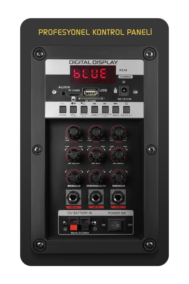 Powerway Şarjlı Çift Mikrofonlu Hoparlör Karaoke Sistemi Taşınabilir Amfi MT90 Bluetooth Hoparlör