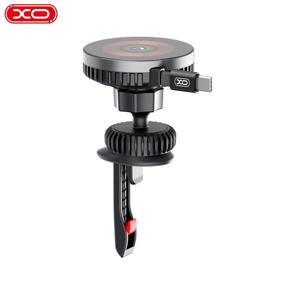 XO CX024 15W PD Fast Hızlı Sabitleme Kanca Mekanizmalı Klima Havalandırma MagSafe Kablosuz Wireless Araç içi Telefon Tutucu Şarj Aleti