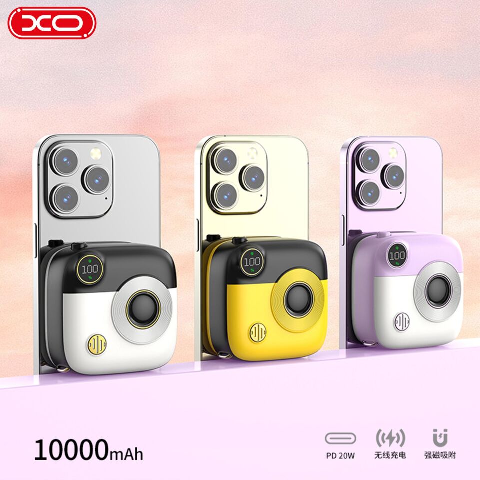 XO PR223 20W PD Fast Hızlı TYPE-C (USB-C) Kablo Çıkışlı MagSafe Uyumlu Wireless Kablosuz 2 in 1 Ekranlı Powerbank Şarj Aleti
