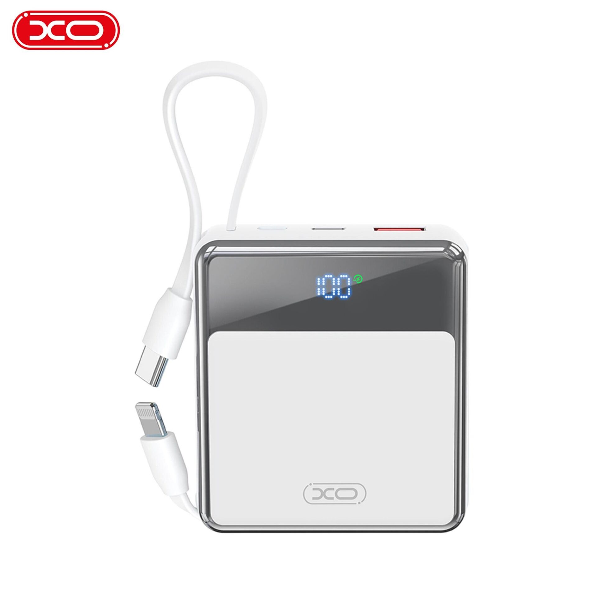 XO PR224 38.5W PD Hızlı Fast Dahili TYPE-C (USB-C)  Lightning Kablolu USB-A 3 Çıkışlı Gösterge Ekranlı 10000 Mah Powerbank Şarj Aleti