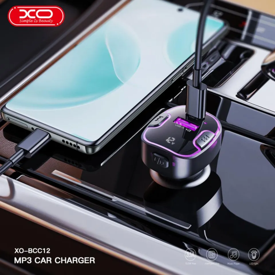 XO BCC12 USB-A USB-C (TYPE-C) Çıkışlı Flash Bellek Destekli Araç içi Şarj Aleti Bluetooth FM Transmitter