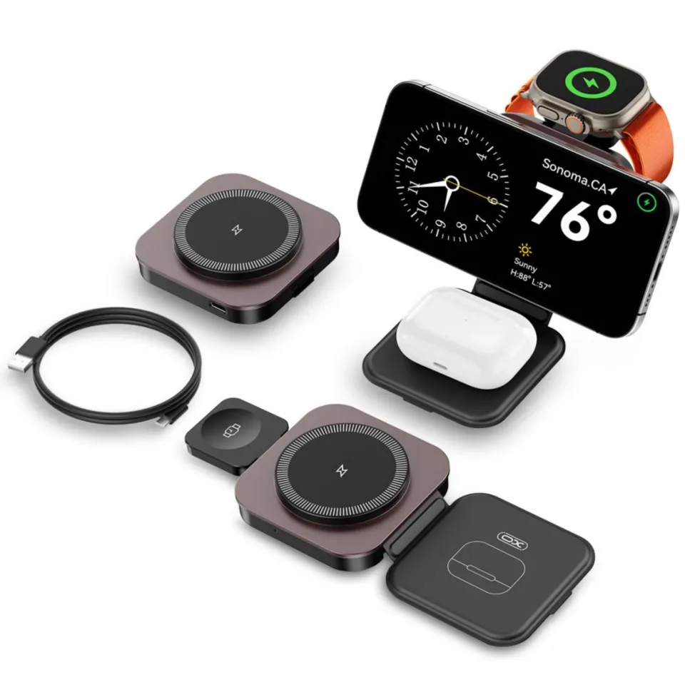 XO CX035 21W MagSafe Uyumlu Apple Watch iPhone Airpods Kablosuz Wireless Şarj Aleti Cihazı