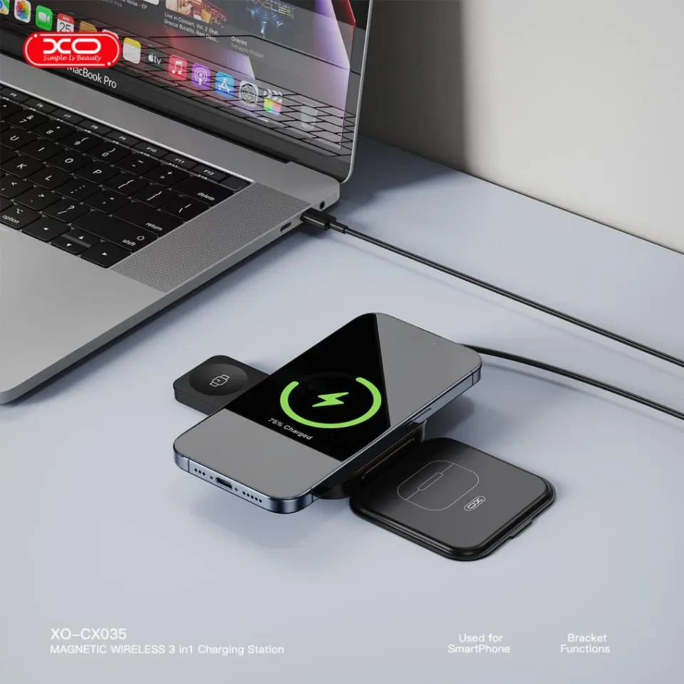XO CX035 21W MagSafe Uyumlu Apple Watch iPhone Airpods Kablosuz Wireless Şarj Aleti Cihazı