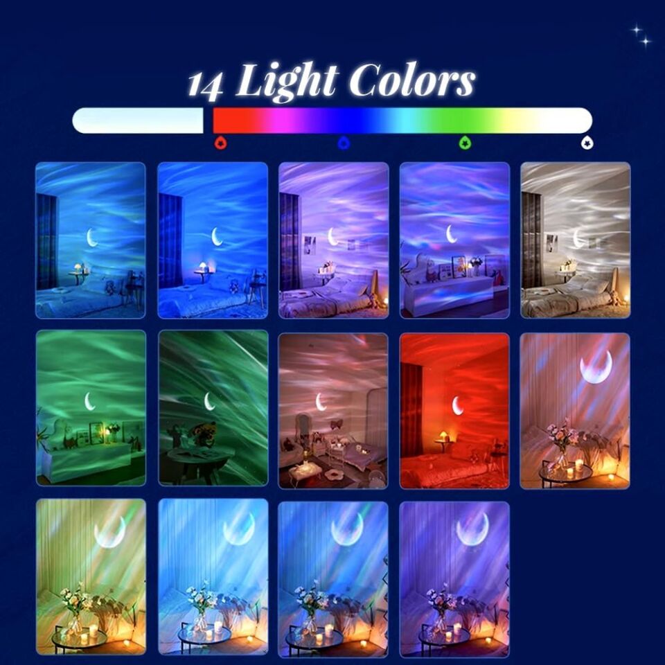 XO Galaksi Yıldız Projeksiyon Lambası YH12 – 14 Farklı Renkli Işık Gösterileri, Bluetooth Hoparlör, Uzaktan Kumanda ile Müzik ve Projeksiyon Efektleri, Beyaz