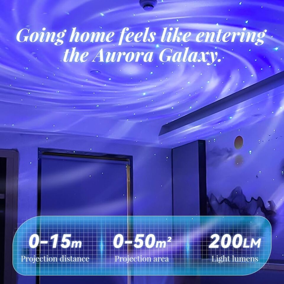 XO Galaksi Yıldız Projeksiyon Lambası YH12 – 14 Farklı Renkli Işık Gösterileri, Bluetooth Hoparlör, Uzaktan Kumanda ile Müzik ve Projeksiyon Efektleri, Beyaz