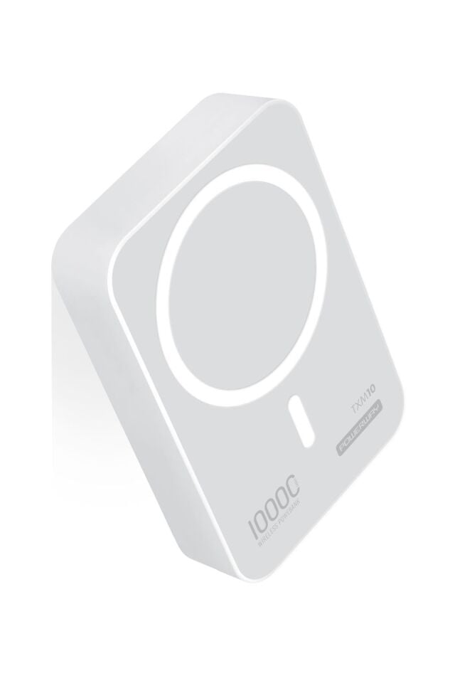 Powerway 10.000 mAh PD 15W Magsafe Kablosuz Wireless Taşınabilir Şarj Cihazı Beyaz Powerbank TXM10